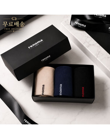 남자 캐주얼 중목 양말 3족 선물세트 RM3305S 무배