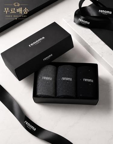 남자 도트 중목 양말 3족 선물세트 RM1303S 무배
