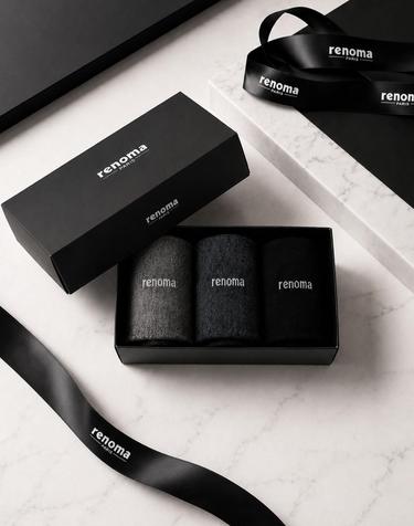 남자 무지 중목 양말 3족 선물세트 RM1301S