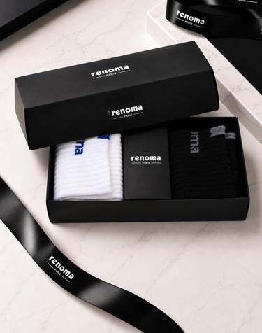 남자 스포츠 컬러포인트 중목 파일 양말 2족 선물세트 RM5302S