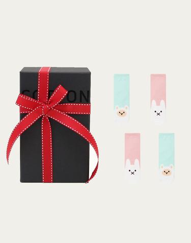 8011 여성 애니멀 수면양말 4족 선물세트+쇼핑백