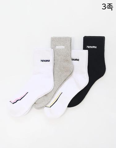 여성 스포츠 네모라인 쿠션 단목 양말 RM8541 3족
