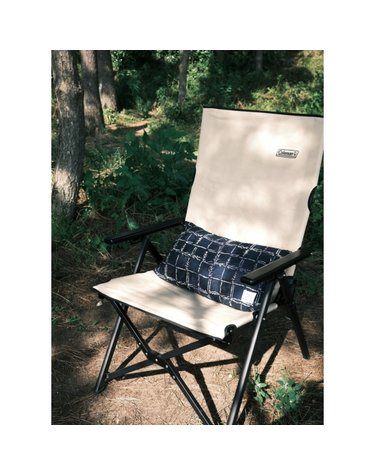 [Hand Dyed Half Cushion Cover] Reef Check - Navy