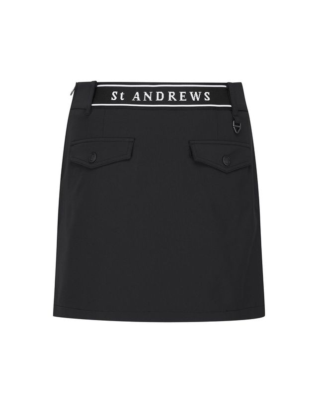 세인트앤드류스 여성 로고 자카드 핀턱 H라인 큐롯 스커트 착용컷
