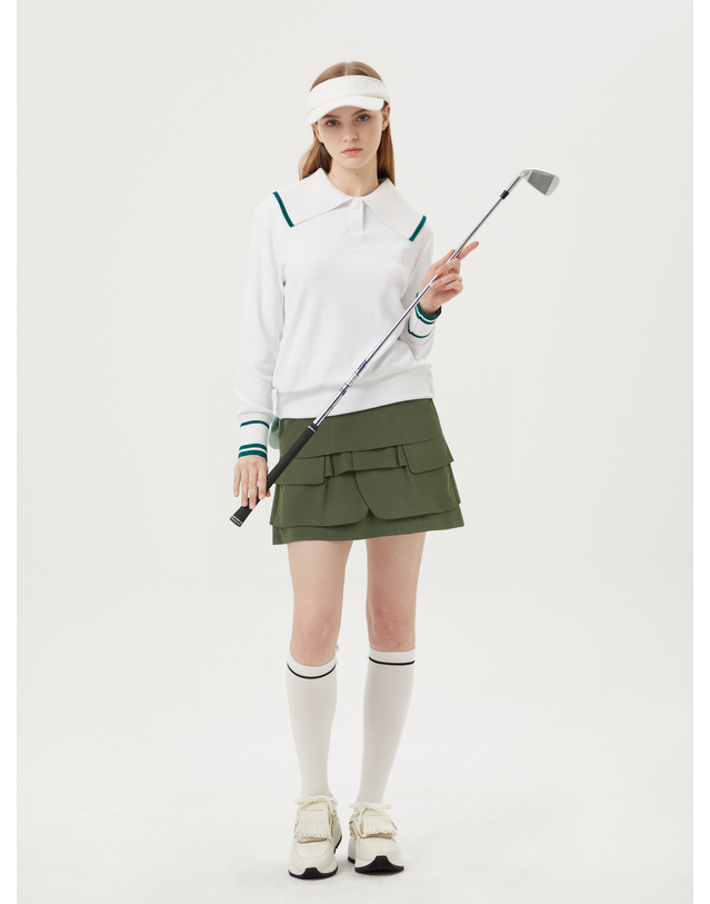 세인트앤드류스 여성 프릴 티어드 큐롯 스커트 착용컷