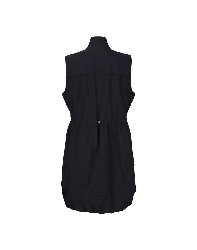 세인트앤드류스 여성 스모킹 밴딩 칼라 슬리브리스 원피스 착용컷