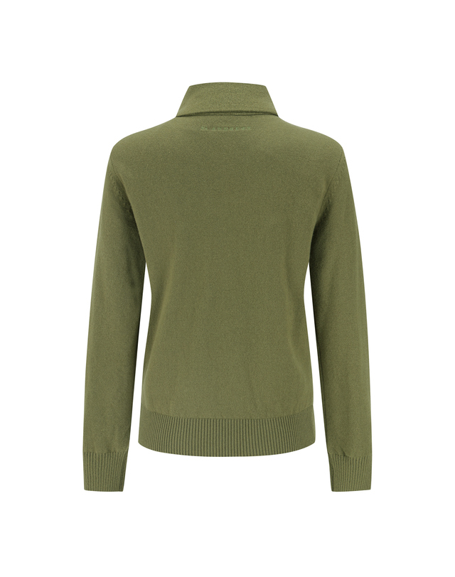세인트앤드류스 여성 울 캐시 리본 타이 방풍 니트 착용컷