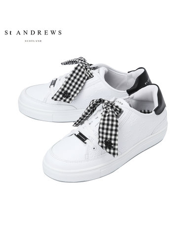 여성 심볼 패턴 체크 리본 스파이크리스 골프화