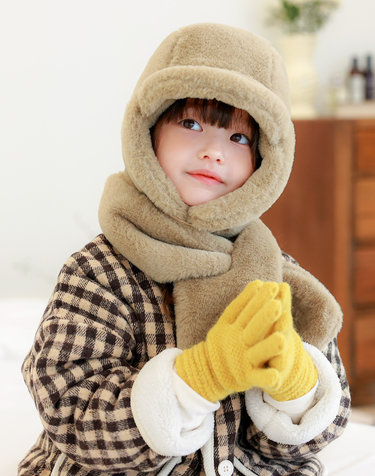 [BAY-B] 유아 아동 방한 소프트 모자+머플러 세트 4color