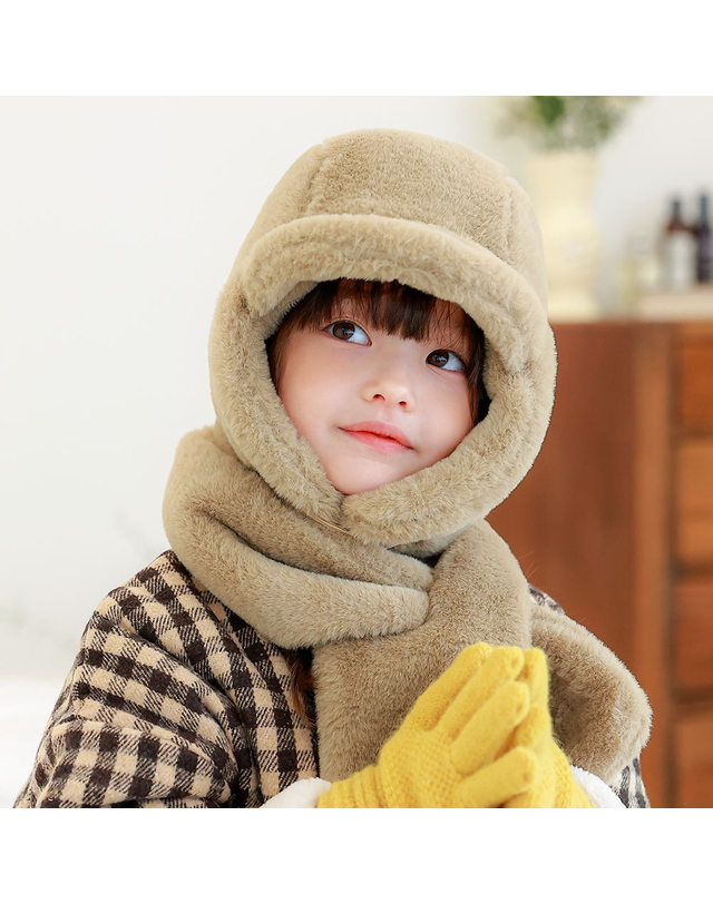 베이-비 [BAY-B] 유아 아동 방한 소프트 모자+머플러 세트 4color 착용컷
