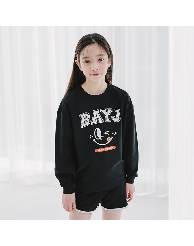 베이-비 BAY-J 주니어 스마일 블랙 래쉬가드 상의+반바지 세트 착용컷