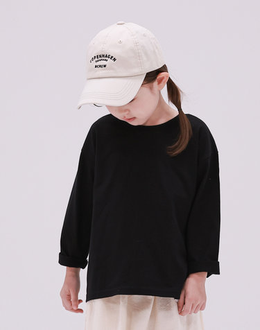 BCREW 코튼 긴팔 T-SHIRTS MLT-BK