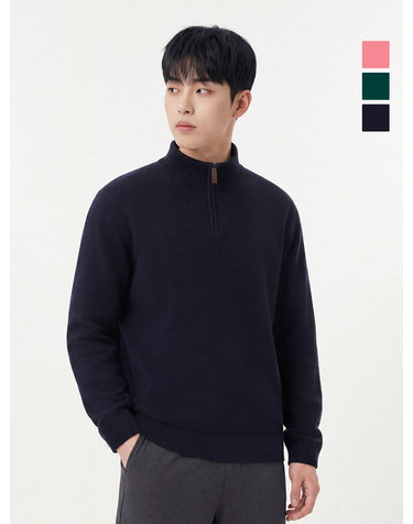 웨스트우드 남성 반넥 집업 스웨터_WO4MCSW451
