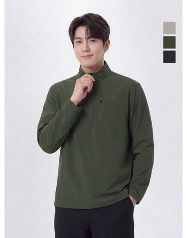 웨스트우드 남성 우븐 타공 집업티_WQ1MCTS305