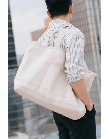 위켄드 캔버스 토트 숄더백_베이지