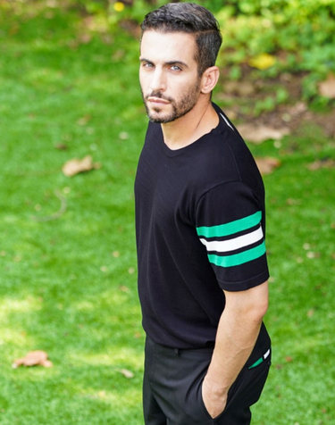 SIGNATURE LINE SHORT SLEEVE ROUND KNIT MAN BLACK