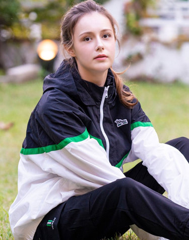 LINE WINDBREAKER ANORAK UNISEX BLACK