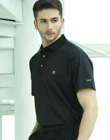 SIMPLE LOGO WAPEN SHORT SLEEVE POLO TEE F/L MAN BLACK