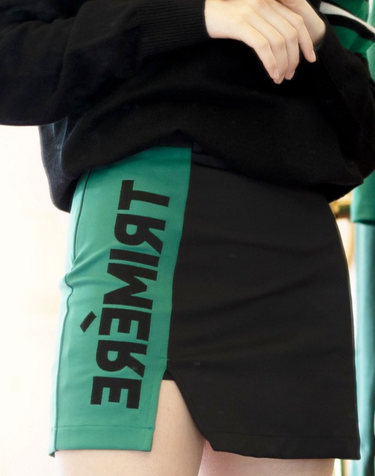 TWO TONE SEMI A LINE SKIRT BLACK