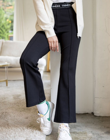 BANDING SPAN BOOTS CUT PANTS WOMAN BLACK