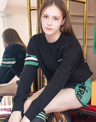 SIGNATURE LINE CASHMERE KNIT PULLOVER UNISEX BLACK