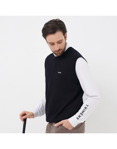 BASIC FONT KNIT VEST BLACK