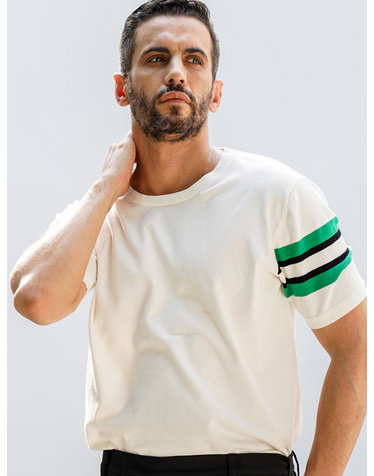 SIGNATURE LINE SHORT SLEEVE ROUND KNIT MAN IVORY