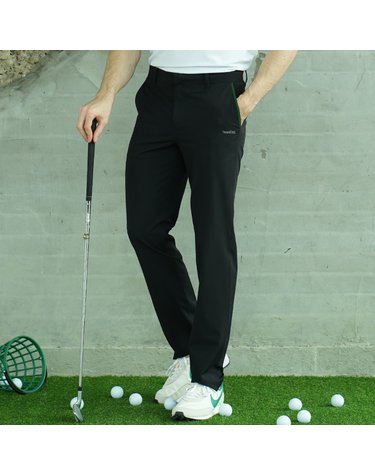 SUMMER STRETCH SLIM STRAIGHT-FIT PANTS MAN BLACK
