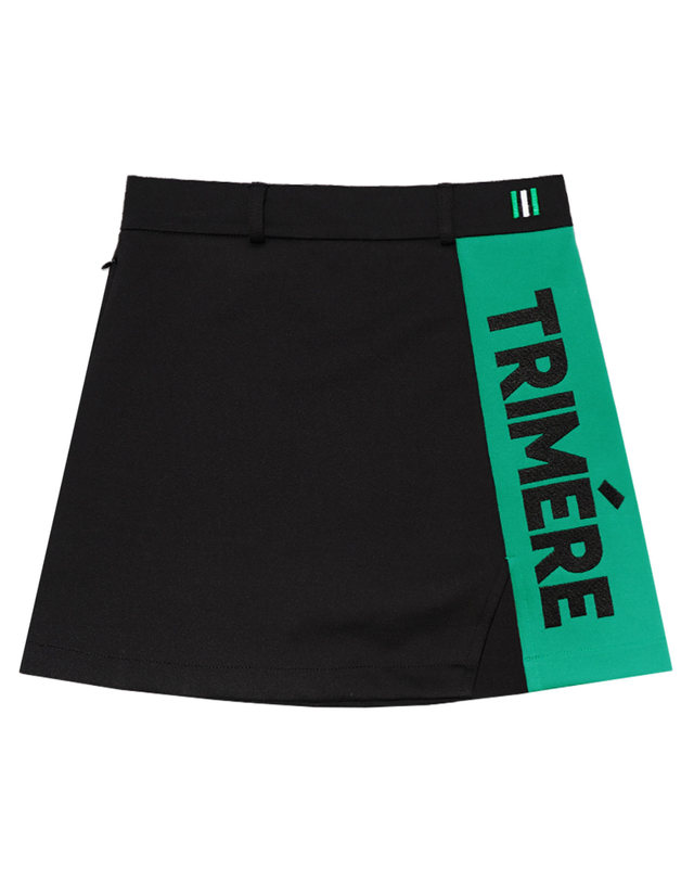 트리메르 TWO TONE SEMI A LINE SKIRT BLACK 착용컷