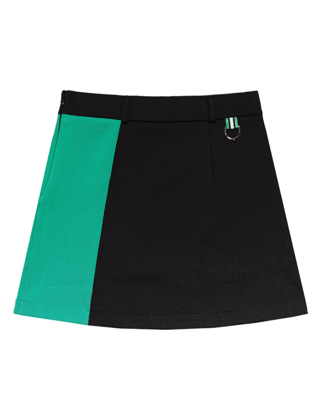 트리메르 TWO TONE SEMI A LINE SKIRT BLACK 착용컷