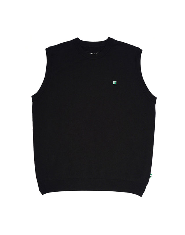 트리메르 BASIC WAPPEN KNIT VEST BLACK 착용컷