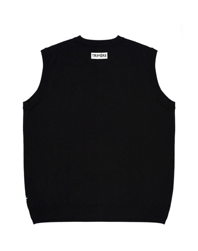 트리메르 BASIC WAPPEN KNIT VEST BLACK 착용컷