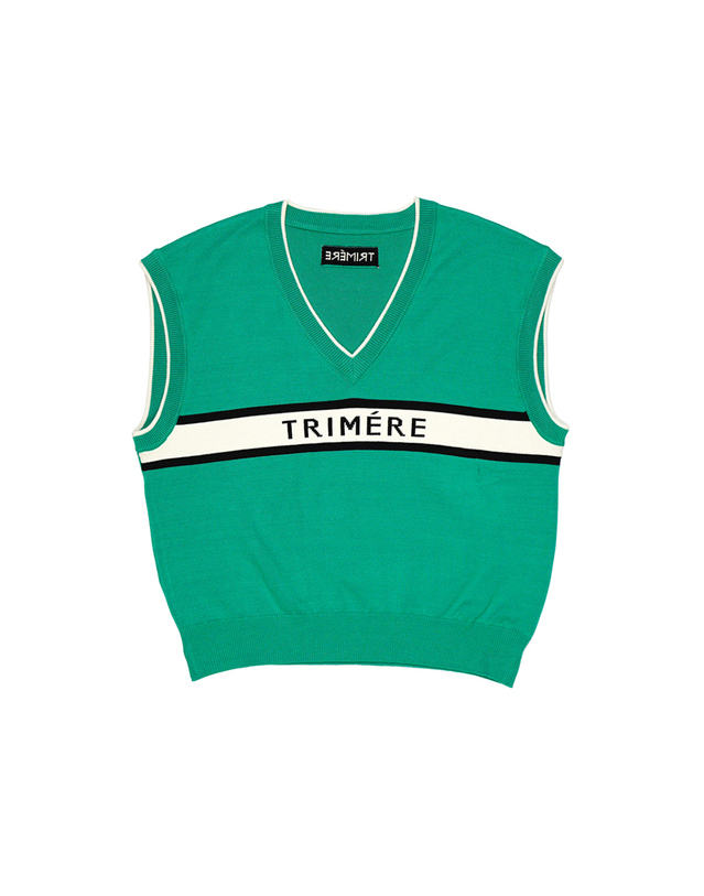 트리메르 SPELL POINT KNIT VEST GREEN 착용컷
