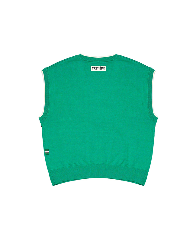 트리메르 SPELL POINT KNIT VEST GREEN 착용컷