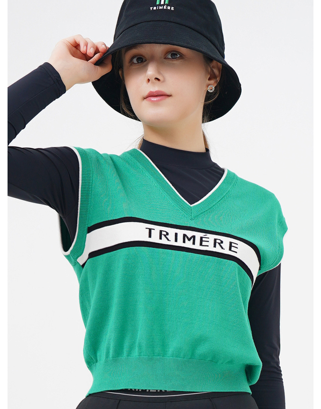 트리메르 SPELL POINT KNIT VEST GREEN 착용컷