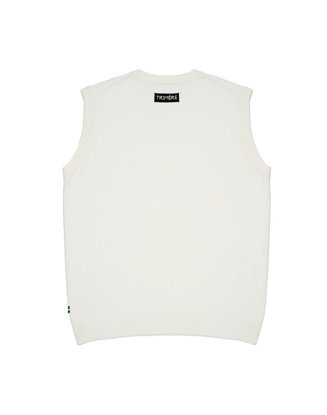 트리메르 BASIC WAPPEN KNIT VEST WHITE 착용컷