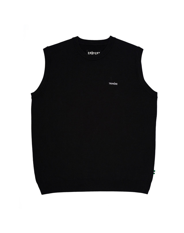 트리메르 BASIC FONT KNIT VEST BLACK 착용컷