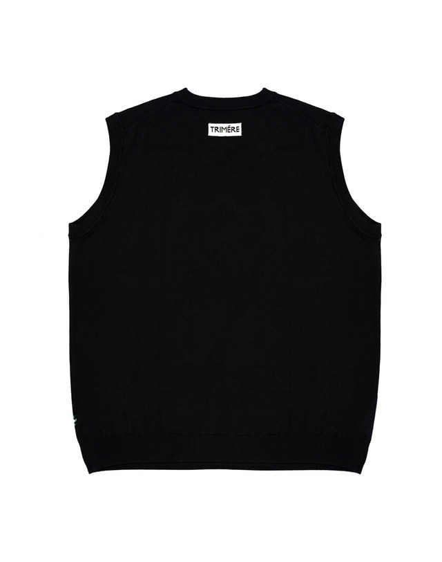 트리메르 BASIC FONT KNIT VEST BLACK 착용컷