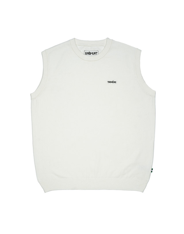 트리메르 BASIC FONT KNIT VEST WHITE 착용컷