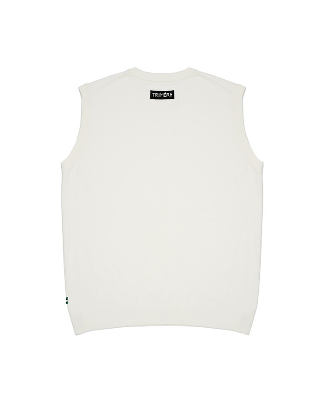 트리메르 BASIC FONT KNIT VEST WHITE 착용컷