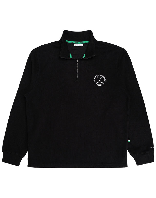 트리메르 CIRCLE LOGO HALF ZIP UP UNISEX BLACK 착용컷