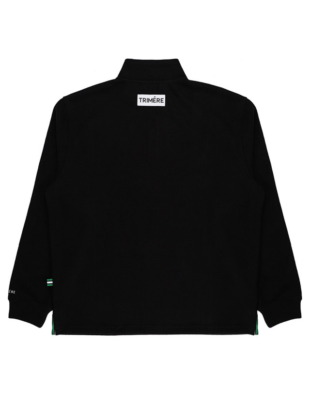 트리메르 CIRCLE LOGO HALF ZIP UP UNISEX BLACK 착용컷