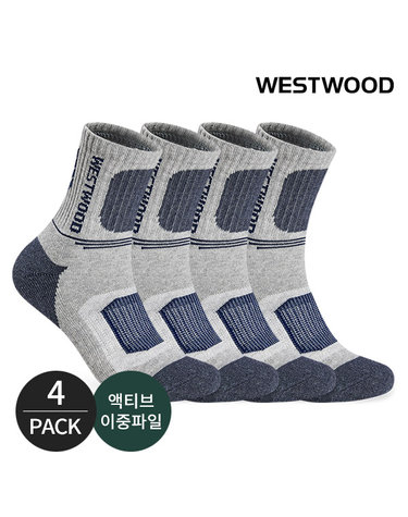 웨스트우드 남성 발등 컬러메쉬 등산 중목양말 4P_GY