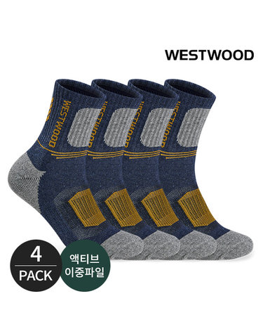 웨스트우드 남성 발등 컬러메쉬 등산 중목양말 4P_BL