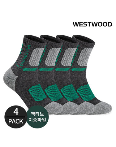 웨스트우드 남성 발등 컬러메쉬 등산 중목양말 4P_DG