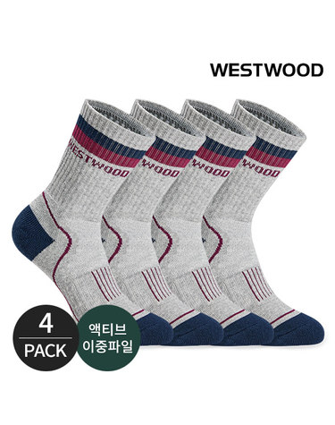 웨스트우드 여성 탑 투링글 등산 장목양말 4P_GY