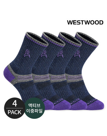 웨스트우드 여성 발목 삼선라인 등산 장목양말 4P_PU