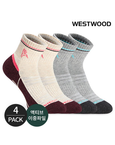 웨스트우드 여성 바닥 컬러라인 등산 중목양말 4P_MX