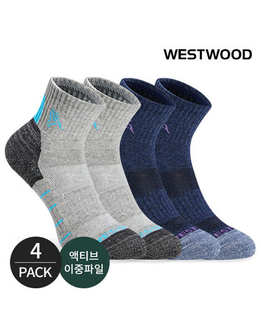 웨스트우드 여성 앞로고 컬러배색 등산 중목양말 4P_MX
