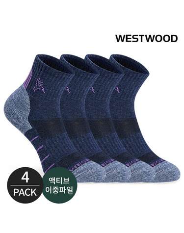 웨스트우드 여성 앞로고 컬러배색 등산 중목양말 4P_PU